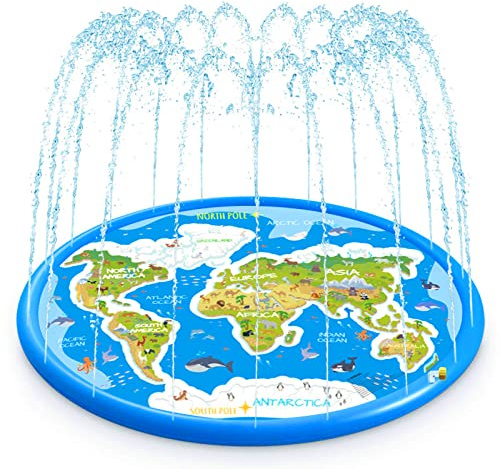BOCTTCBO 71'' Large Splash Pad for Kids Play & Learning | Thickened Paddling Pool for Dog | Sprinkler Pad for Toddlers | Outdoor Water Toys for Backyard Garden Beach