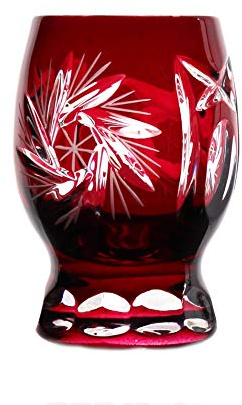 CRISTALICA Wodkaglas Schnapsglas Stamper Likör geschliffen Rot Kristallglas 45 ml