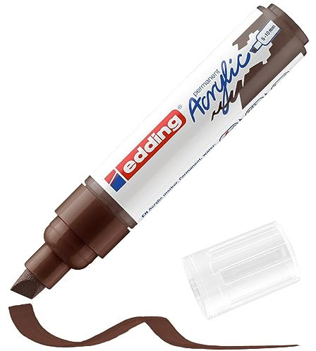 edding 5000 marcador acrílico de trazo grueso - marrón - 1 rotulador acrílico resistente al agua - punta biselada ancha 5-10 mm - pintura acrílica para lienzo, papel kraft, madera y piedra