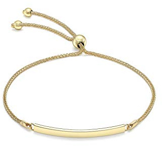 Carissima Damen-Armband aus 9 Karat Gelbgold, 3 mm x 34,5 mm, Spigakette, verstellbar, 24 cm, personalisierbare Namensgravur, 9.5 inch, Gold