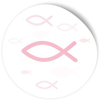 itenga 100x Sticker Aufkleber I Fisch Rosa I zum Basteln von Gastgeschenken I für Taufe, Kommunion, Konfirmation oder Firmung I 4,0 cm rund