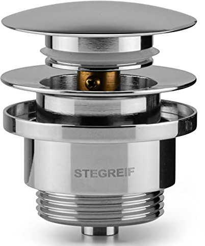 STEGREIF Universal Ablaufgarnitur ohne Überlauf, klick-Klack, 1¼ Zoll | Extra platzsparendes Pop-up Ventil aus Messing für Waschbecken und Waschtische