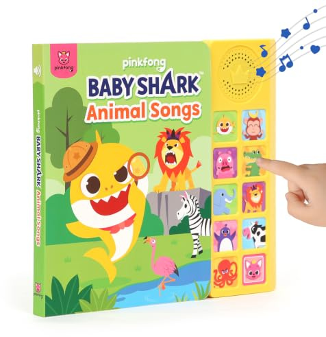 Pinkfong Livre sonore à 10 boutons pour bébé requin, comptines interactives pour enfants, jouets d'apprentissage éducatifs