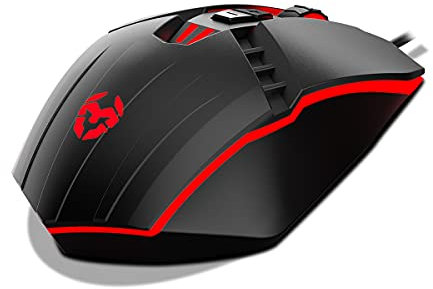 KROM KALAX - Souris de jeu avec capteur optique, 4 niveaux jusqu'à 3200 ppp, éclairage LED, 7 boutons, Windows, noir