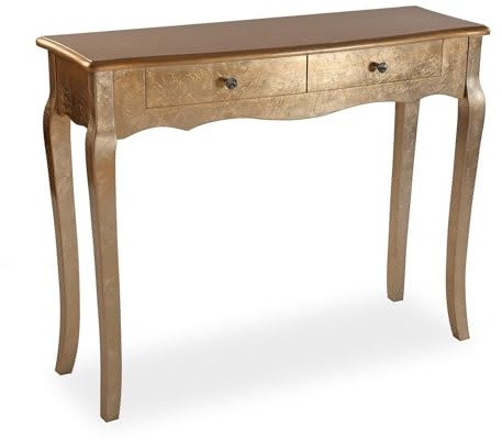 Versa Mesa Dorada Cagliari Grande, Fusion-Chic, 80x100x35 cm, Holz, Gold