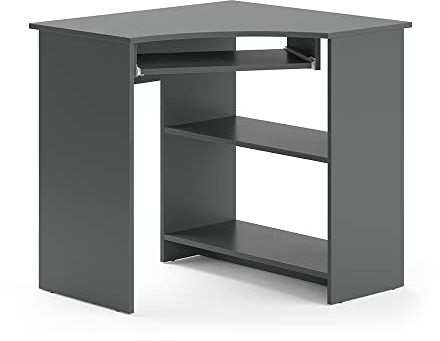 Vicco Eckschreibtisch Odin, Anthrazit, 83 x 76 cm | mit ausziehbarer Tastaturablage und Ablageflächen