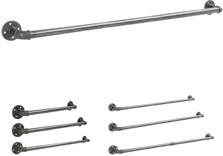 Natural Goods Berlin Kleider-Stange Pipe GARD Wall | Einfache Wand-Montage | Garderoben-Stange im Industrial Design | Kleider-Stangen aus Metall | DIY-Garderobe Temperguss | T6cm * B120cm