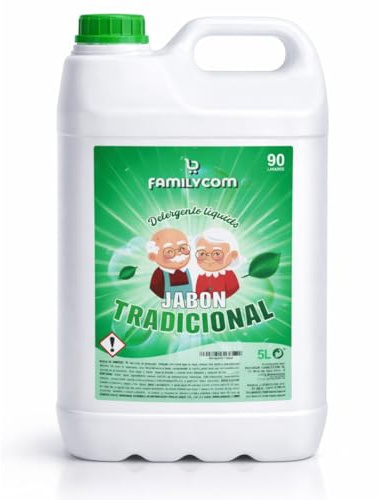 Familycom Detergente Líquido para Lavadora Marsella - Detergente para Ropa Blanca y de Color con Fórmula Concentrada, 90 lavados - Jabón Natural para una Ropa Limpia y Cuidada. Tradicional