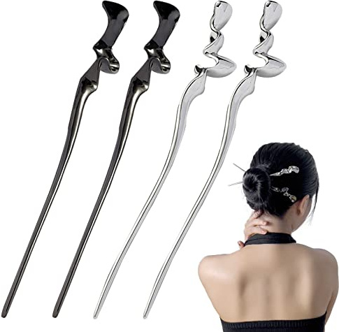 4 Stück Haar Stäbchen Für Damen, Haarstäbchen für Langes Haar, Vintage Hair Sticks, Vintage Haarstäbchen für Haarstyling-Design Dekoratives Haar Feste Frisur Haar DIY Zubehör