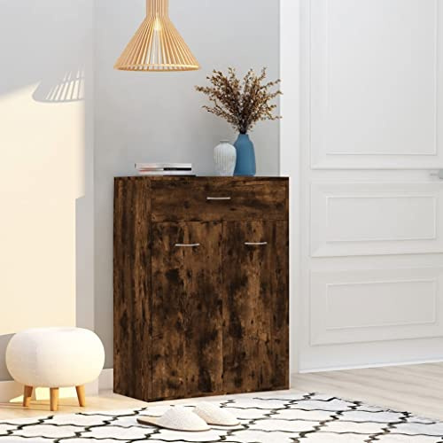 FIRBNUS Schuhschrank Räuchereiche 60x35x84 cm Holzwerkstoff Schuhorganizer Schuhschrank Holz Schuhaufbewahrung Holzschrank Schuhregal für Eingang Flur Schlichtem & Modernem Stil