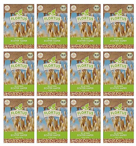 FLORTUS – BIO Echter Hafer Getreide Samen 900g – Samenfestes Saatgut zur Herstellung von Haferflocken, Hafergrütze, Müsli, Keimsprossen & Microgreens – höchste Bioqualität & ohne Gentechnik