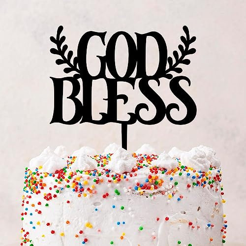 Rimego Kuchendekoration God Bless mit Name und Farbe, Erstkommunion, Konfirmation, Taufe, Tortendekoration, Tortendekoration