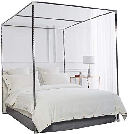 Usknxiu Moskitonetzhalter Vier Eckbett, Edelstahl Baldachin Moskitonetz Baldachin Rahmen, Bettüberdachung, Gestell für Twin/Full/Queen/California King/King Size Bett,1.8×2m Bed