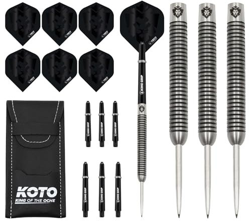 KOTO - Forma 90% Darts 23 G, Silber, Dartpfeile, Darts Set Inkl. 3 Barrels, 2 SetsFlights + Shafts & Dartwallet, Firm Ringgrip
