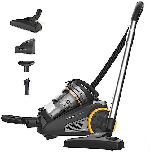Newlux - Aspirapolvere a Traino Senza Sacchetto (20Kpa) 3L InfinityPower V4500 con Sist Ciclonico, Filtro HEPA 13 e 6 Fasi di Filtraggio | Spazzola per Animali | Potenza Regolabile