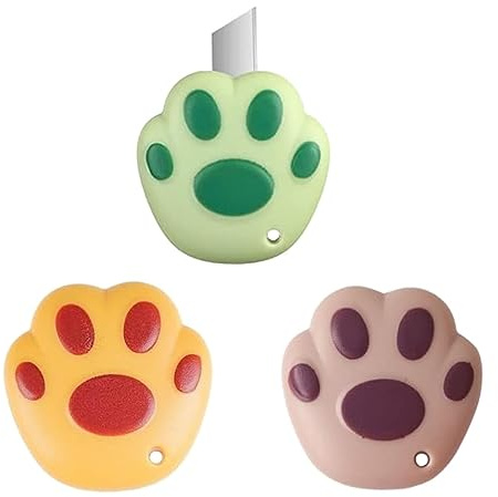 Ouvre Lettre Lot De 3 Mini Couteaux De Poche Ouvre Enveloppe Avec Bords Tranchants Motif Patte De Chat Universel Rétractable Pour La Papeterie Express Box Papier Artisanat