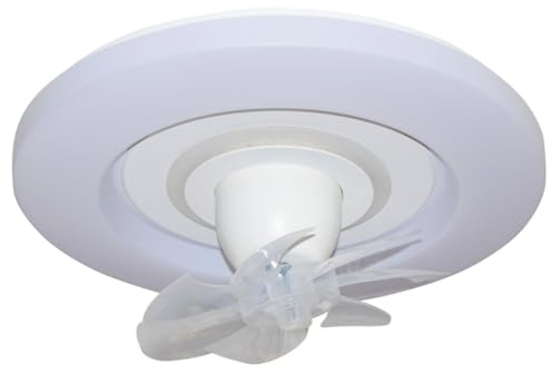 BEL AIR HOME Ventilador de techo plafón LED 80W RAKI MOVE, motor DC silencioso, 4 velocidades, mando a distancia, luz regulable, moderno, blanco, 50 cm, eficiencia F