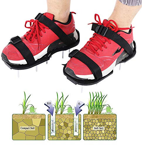 1 Pair Lawn Aerator Shoes Garden Yard Grass Cultivator Scarification Lawn Aerator Nail Shoes Tool PP Plastic, Adjustable Buckle, Suitable for Lawns, Gardens, Patios