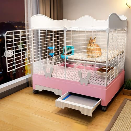 kaninchenställe Anti-Spray-Kaninchenkäfig for Den Innenbereich,Hasenkäfige,Kaninchenlebensraum,Frettchenkäfig Auf 2 Ebenen,Kleintierkäfig-Kaninchenstall Mit Rädern for Hasen,Chinchillas Und Frettchen