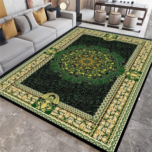 DJHWWD Verde Alfombras Cocina Antideslizante Alfombra Grande para Niñas Y Niños, Sala De Estar De Pelo Corto con Estampado Clásico De Fácil Cuidado Alfombras Alargadas 120X160Cm