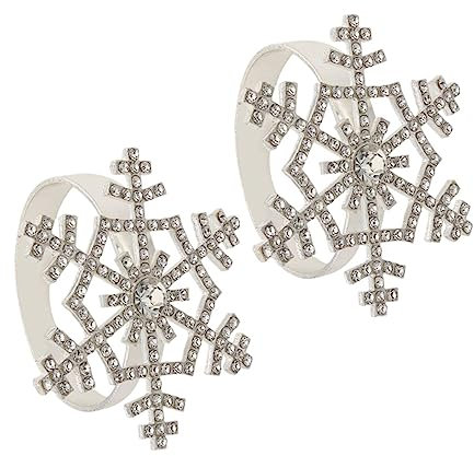 Ciieeo 4stücke Weihnachten Serviettenringe Schneeflocke Serviettenhalter Aus Hochwertigem Material Für Hochzeitsbankett Party Und Feiertage