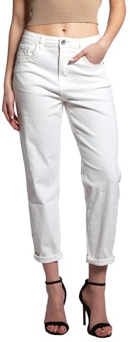 JOPHY & CO. Pantalone Jeans Denim Donna Cinque Tasche in Cotone Elasticizzato (cod.1372) (Bianco, S)