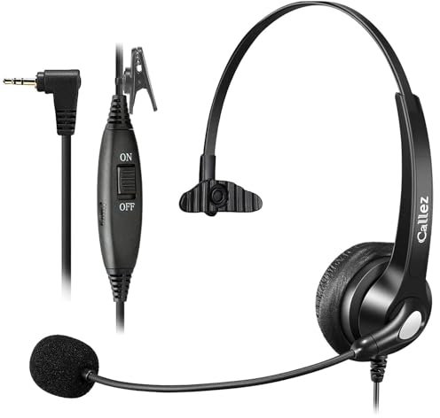 Auriculares Teléfono Fijo Inalámbrico con Jack de 2,5mm para Panasonic Gigaset, Cascos con Cable con Micrófono con Cancelación de Ruido para Cisco SPA VTech Oficina Casa Teletrabajar