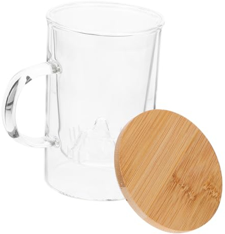 Amosfun Teebecher mit Teesieb 500ml aus Glas mit Doppelwand | Bambus, Silikon, für Losen Tee, 500ml Fassungsvermögen, für Zuhause und Restaurant