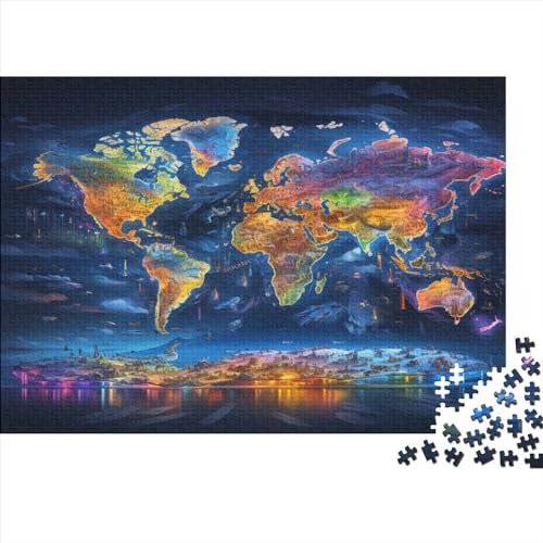 World Map Jigsaw Puzzles for Adults 1000 Piece Jigsaw Puzzles for Adults Home Puzzles for Adults Kids Educational Games Home Decoration Colorful Jigsaw Puzzle 1000pcs (75x50cm)