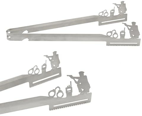 Grill-Zangen.de Motiv Polizei Grillzange, spülmaschinengeeignet, Geschenkidee, Geschenk für Polizist/Polizistin, Edelstahl, Stahlblau, 31 cm, 1 Stück