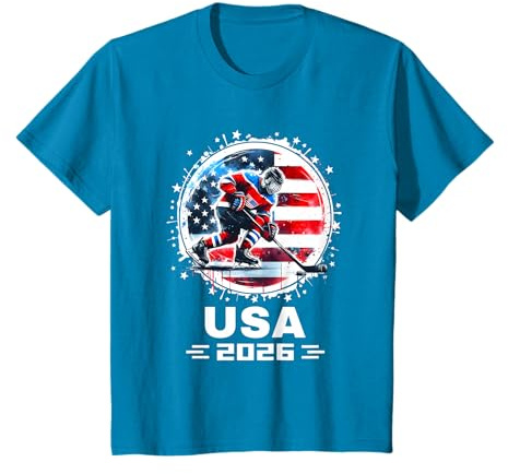 Maillot de hockey de l'équipe américaine 2026 pour hommes, femmes, enfants T-Shirt