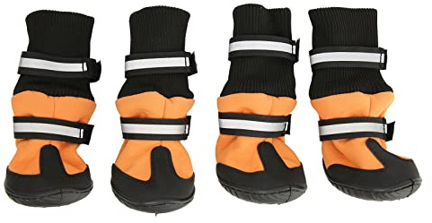 OPPWONG Hundeschuhe, Verstellbare Hundestiefel für Kleine Mittelgroße Hundestiefel für Kleine Hunde Wanderschuhe Im Freien Hundeschuhe mit Reflektierenden Streifen Zum Wandern Laufen (XL)