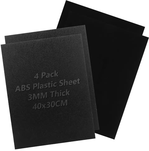 CYEER 4 Stück ABS Kunststoffplatte Schwarz 3mm – 40x30cm DIY Kunststoffplatten Set – Schlagfeste & Thermoformbare ABS Platten für Modellbau, KFZ-Verkleidungen & Handwerk