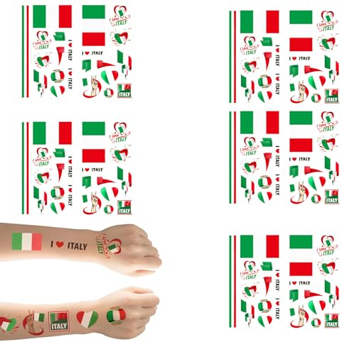 DEFGNOP 10 Fogli Di Per Tatuaggi Temporanei Con Decorazione Italiana, Tatuaggi Finti, Decorazione Italiana, Adesivi Impermeabili Per Tatuaggi Sul Viso