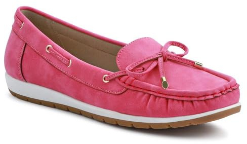 Pavers Bow Detailed Moccasins - Fuchsia Size 5