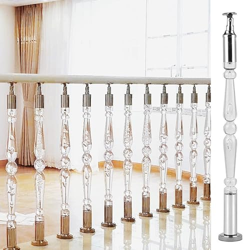 Pasamanos de acrílico transparente para escaleras, balaustres ajustables de cristal con tornillos de montaje de 90 cm, poste para seguridad de escaleras interiores (1 unidad)