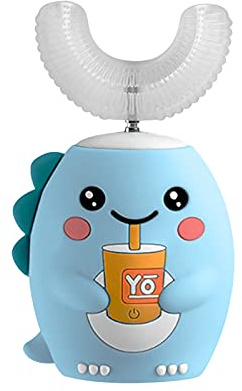 Cepillo Eléctrico Infantil Dinosaurio Rosa con Diseño Divertido - Cepillo Dental Eléctrico para Niños con Timer Automático, Cerdas Suaves y Luz LED - Higiene Dental para Niñas 3-12 Años (A)