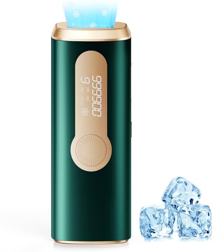 IPL Laser Hair Removal Device for Women & Men - Safe At-Home 45°F Ice-Cooling Contact for Painless & Long-Lasting Results, 86% Less Hair In 3 Weeks for Full Body & Face, Dark Green