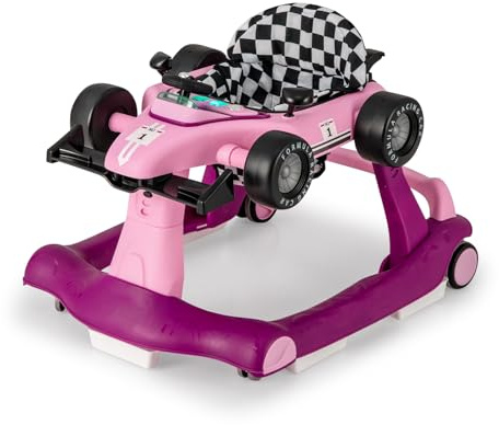 FANTASK 4 in 1 Lauflernhilfe mit einstellbarer Höhe & Geschwindigkeit, Baby Walker mit Musikbox, Licht & Rädern, Gehfrei Baby ab 6 Monaten, 12kg Belastbar