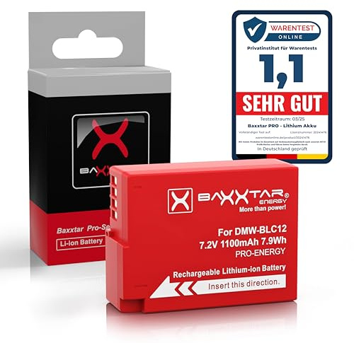 Baxxtar Batteri för Panasonic DMW-BLC12 BLC12E 1100mAh