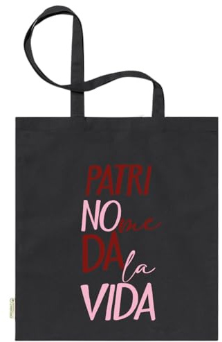 xulisimo Bolsa tote bag negra personalizada con asas largas de algodón 100% | Bolsa reutilizable y ligera para regalo, compras, eventos, detalles originales, Diseño frases