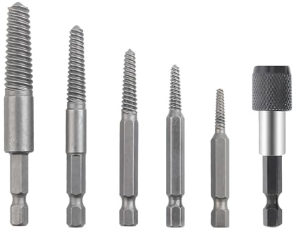 Cyberwork Set d'extracteurs de vis 6 pièces, Extracteur de vis gauche avec porte-embout à changement rapide, pour endommagées & bloquées, Convient de 4 à 18 mm