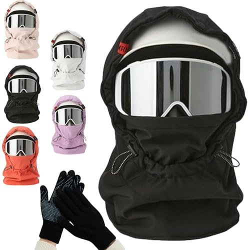cetzork Waterproof Fleece-Lined Hood, Winter Windproof Full Cover Ski Masks, Keep Head, Neck, Shoulder Warm for Women Men (US, Alpha, One Size, Black)