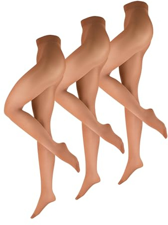 NUR DIE Damen Strumpfhose Tanzstrumpfhose 70 DEN 3-Pack - glänzende Tanzstrumpfhose für Bühne & Performance, elastisch, ohne Zwickel, langlebig & blickdicht