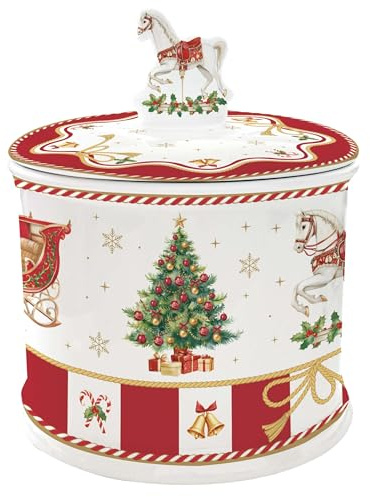 EASY LIFE Biscottiera di natale in porcellana Christmas Tale D14xH16.5 cm