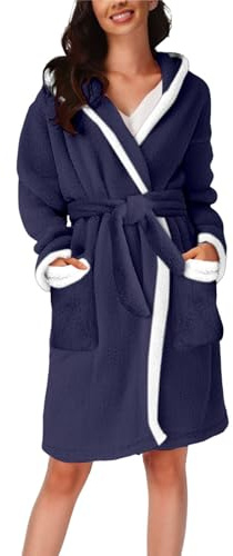 Peignoir en coton pour femmes court, robe de chambre en coton pour femmes, vêtements décontractés pour la maison, peignoir de bain chaud à capuche avec ceinture, peignoir décontracté avec poches avant