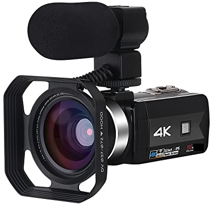 Appareil Photo numérique, Caméscope en Direct 4K caméras vidéo numériques for la Photographie Full Ultra HD Vlog Recorder Night Vision Webcam(128G SD Card,6)
