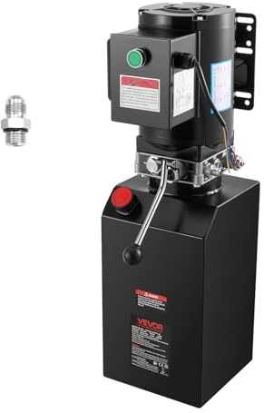 VEVOR 14 Quart Hydraulic Power Unit, Single Acting Steel Dump Trailer Pump, 3200 PSI Max Relief Pressure & 1.7 GPM Flow Rate, 220-240V Hydraulic Pump with Metal Reservoir for Dump Trailer Car Lifting