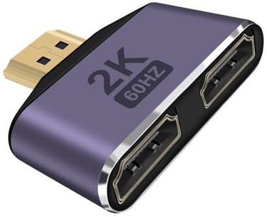 YINGAYOU Adaptador Divisor HDMI Dual de 1 Macho a 2 Hembra 2K@60Hz 8Gbps Adaptador Splitter HDMI 1x2 Soporte 1080P HD Vídeo Compatible con PC, Monitor, Proyector, TV, Blu Ray