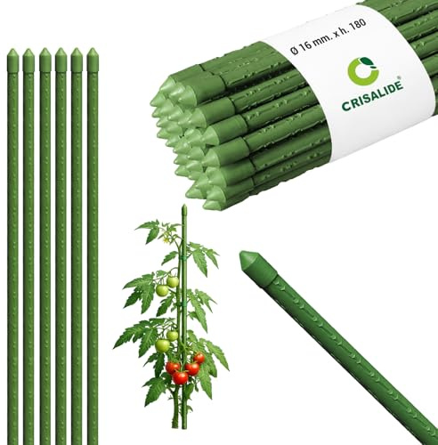 Crisalide® Tutori per Piante 180 cm Ø16 mm in Acciaio Plastificato Antiruggine, Bastoni per Pomodori Orto e Giardino, Supporto Piante Resistenti, Disponibili 5 10 25 Pezzi (5)